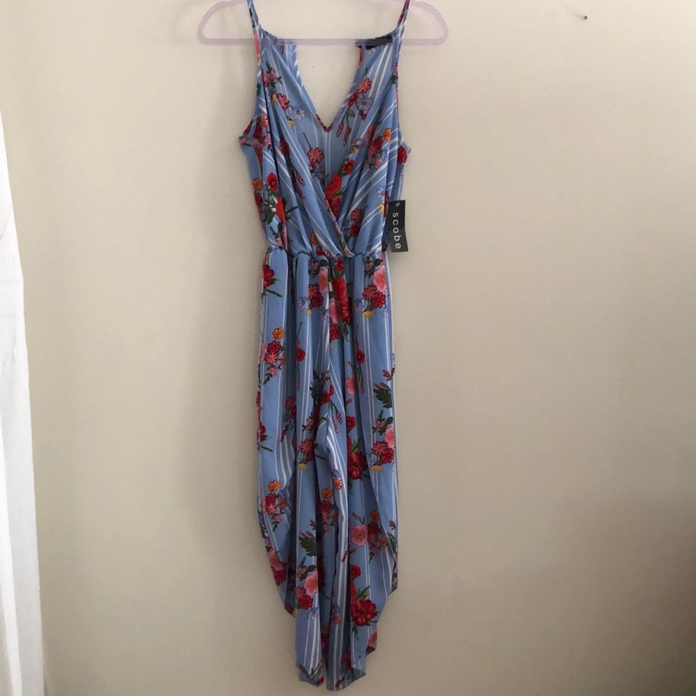 Floral Sleeveless Jumpsuit in Blue